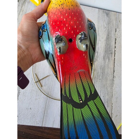 Vintage toucan ceramic Mexico hanging bird parrot decor tropical life-size lifel - Picture 9 of 13
